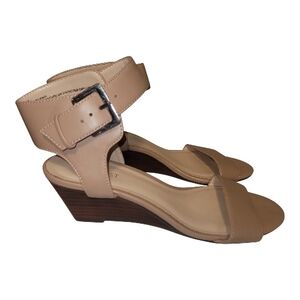 Nine West Beige Wedge Sandals Pepperman 8m